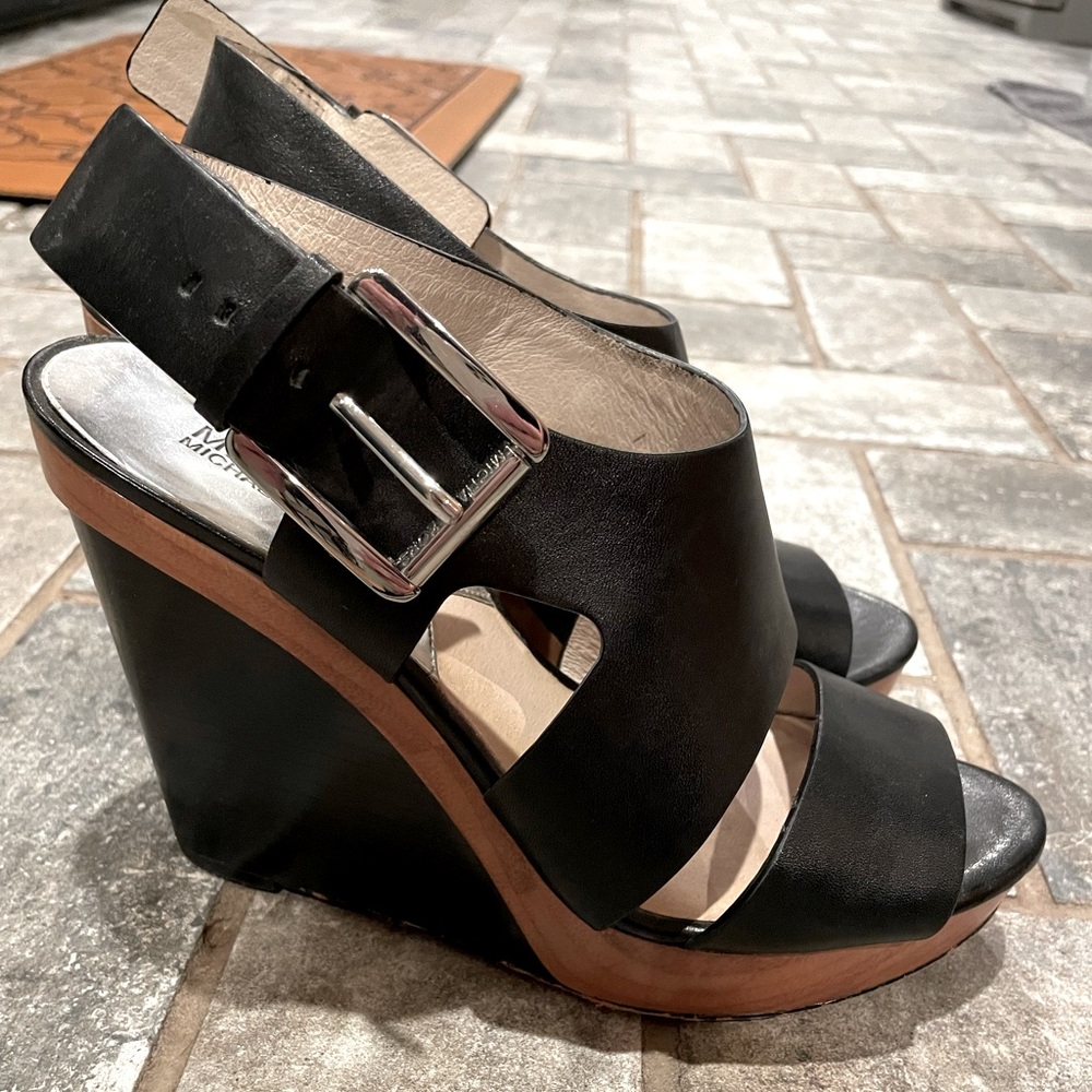 Black Michael Kors wedges, size 9.